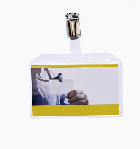 Porta badge in plastica trasparente da 12 pezzi con clip per cartellini - ambraled