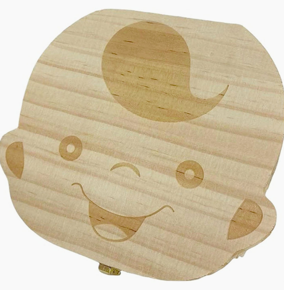 Scatoletta porta dentini ombelico in legno per maschietto - ambraled