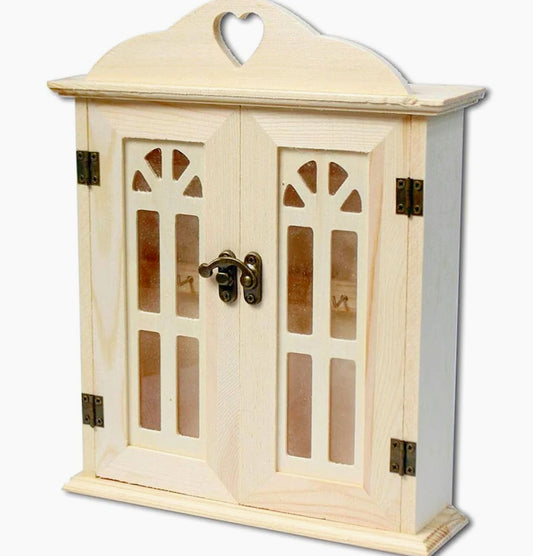 Cassetta portachiavi in legno – 6 ganci, appendibile, per decoupage - ambraled