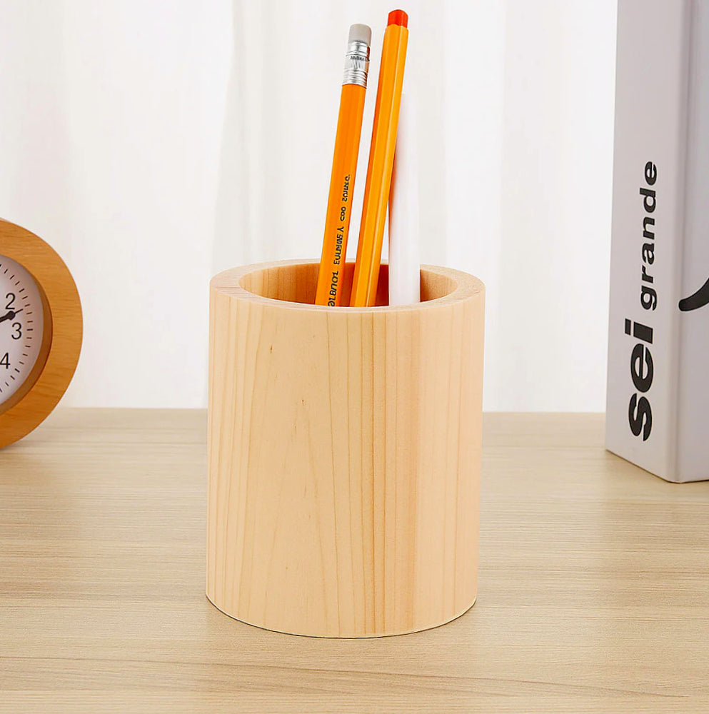 Portapenne in legno grezzo rotondo – Personalizzabile per decoupage - ambraled