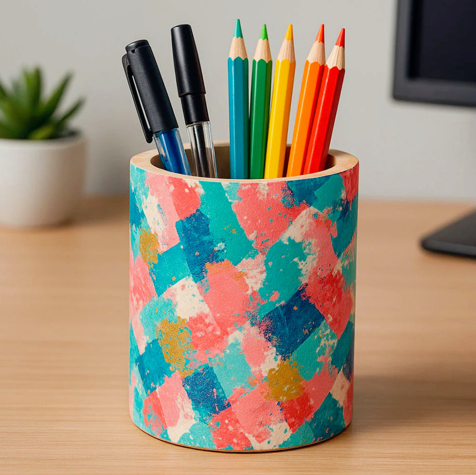 Portapenne in legno grezzo rotondo – Personalizzabile per decoupage - ambraled