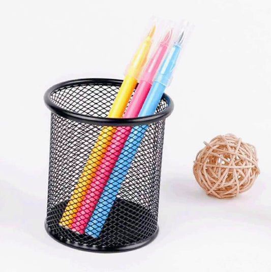 Portapenne in metallo nero – Organizer rotondo per scrivania - ambraled