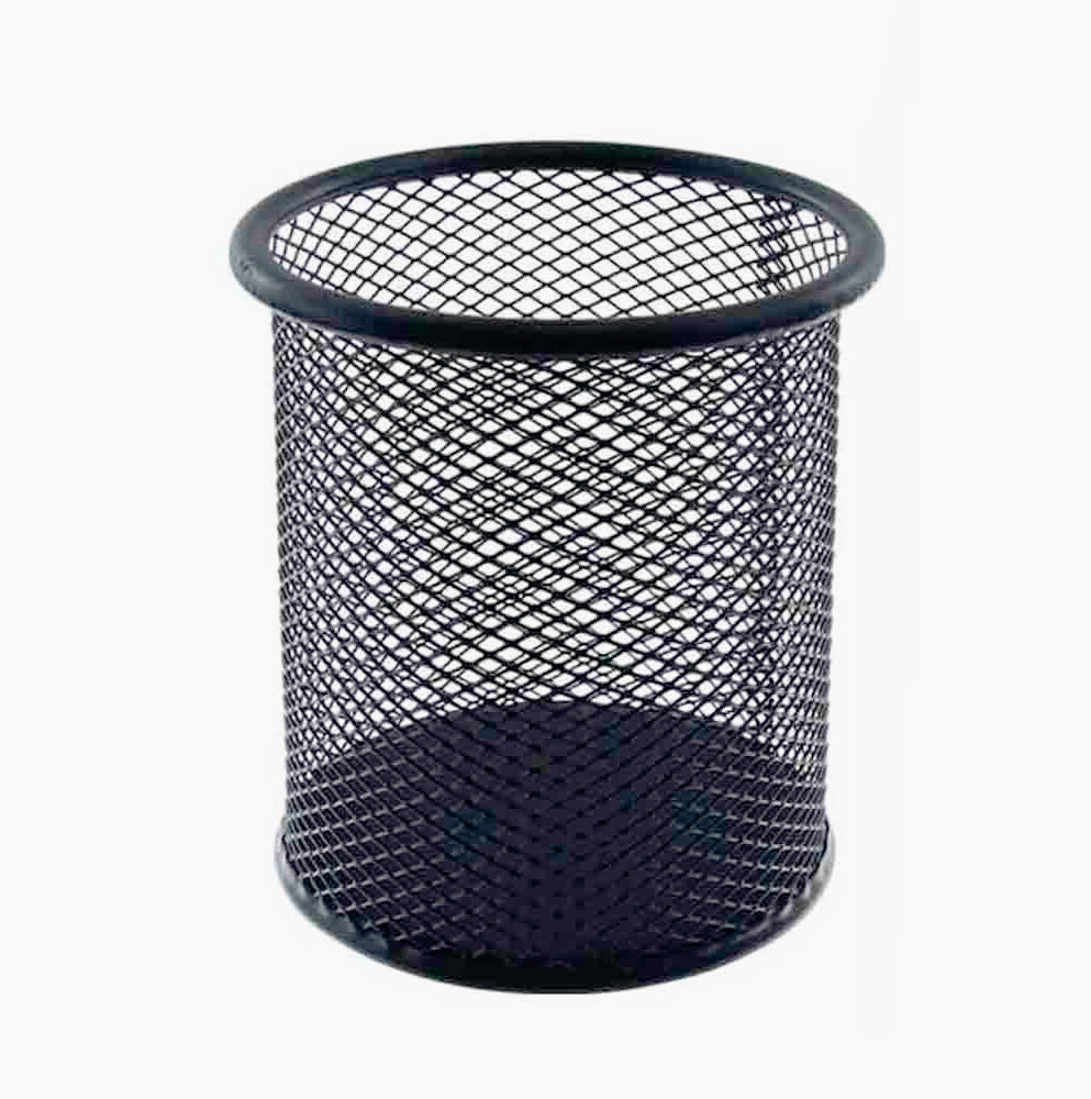 Portapenne in metallo nero – Organizer rotondo per scrivania - ambraled