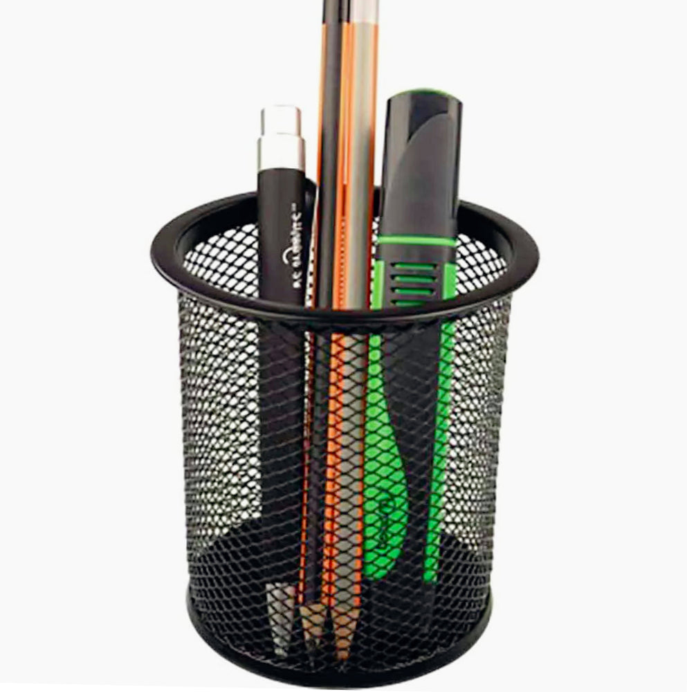 Portapenne in metallo nero – Organizer rotondo per scrivania - ambraled
