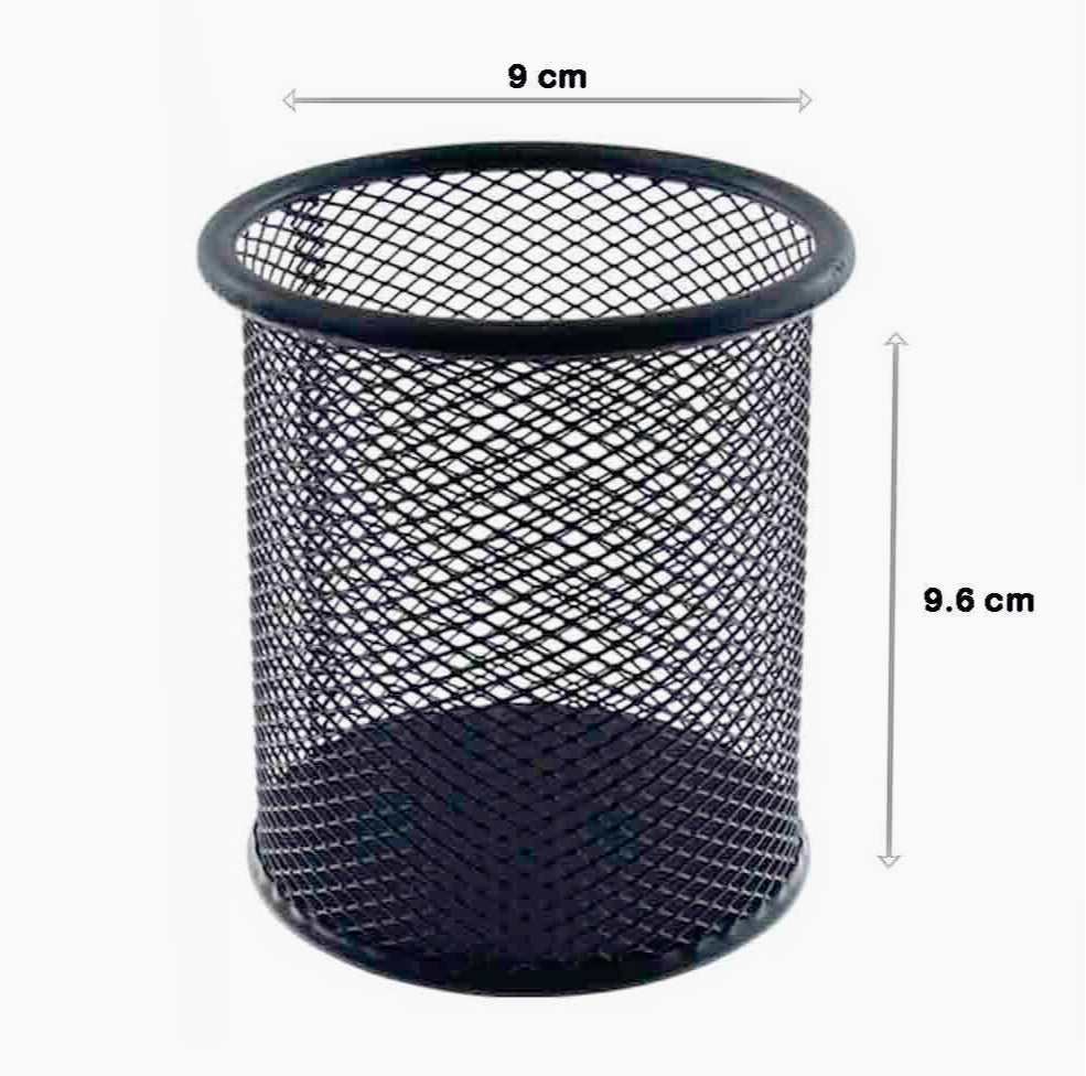 Portapenne in metallo nero – Organizer rotondo per scrivania - ambraled