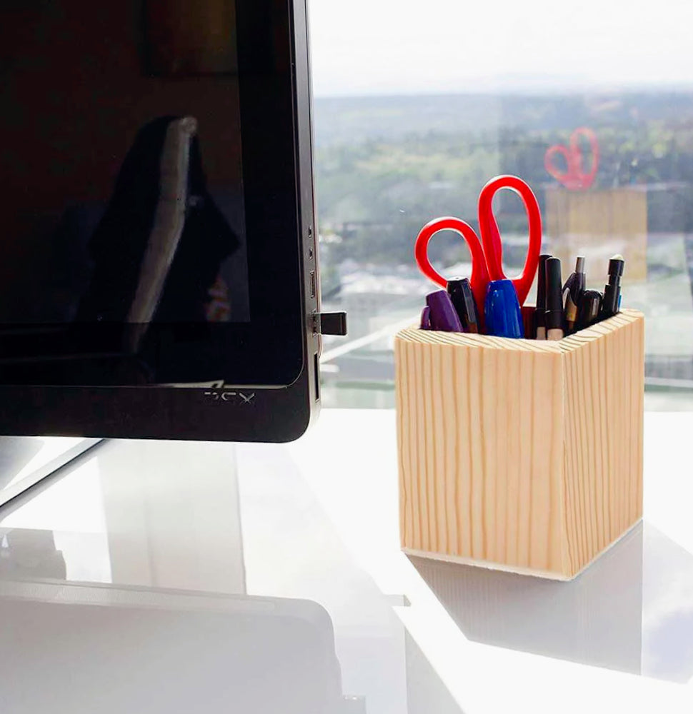 Portapenne quadrato in legno – Personalizzabile per decoupage - ambraled