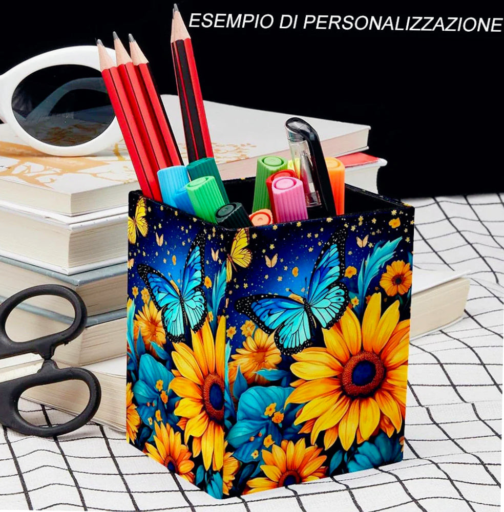 Portapenne quadrato in legno – Personalizzabile per decoupage - ambraled