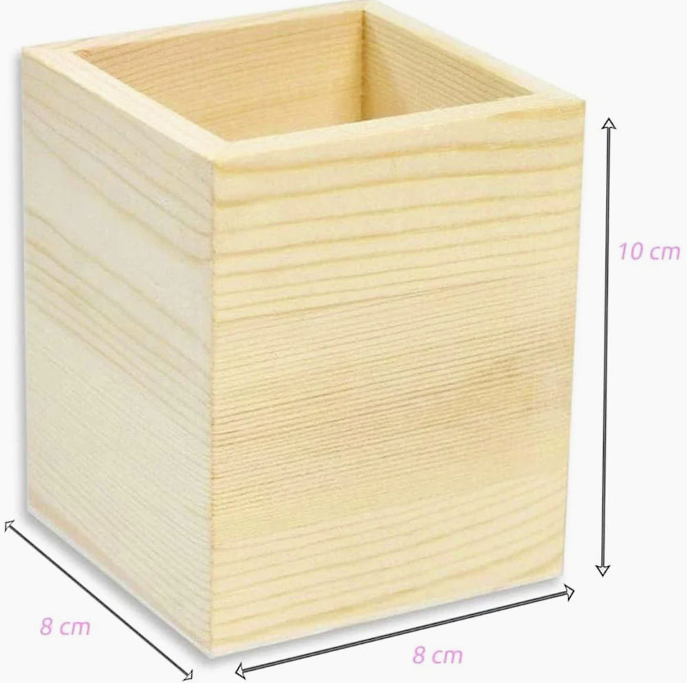Portapenne quadrato in legno – Personalizzabile per decoupage - ambraled