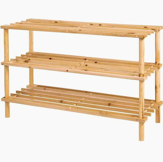 Scaffale scarpiera 3 ripiani in legno impilabile salvaspazio organizer - ambraled