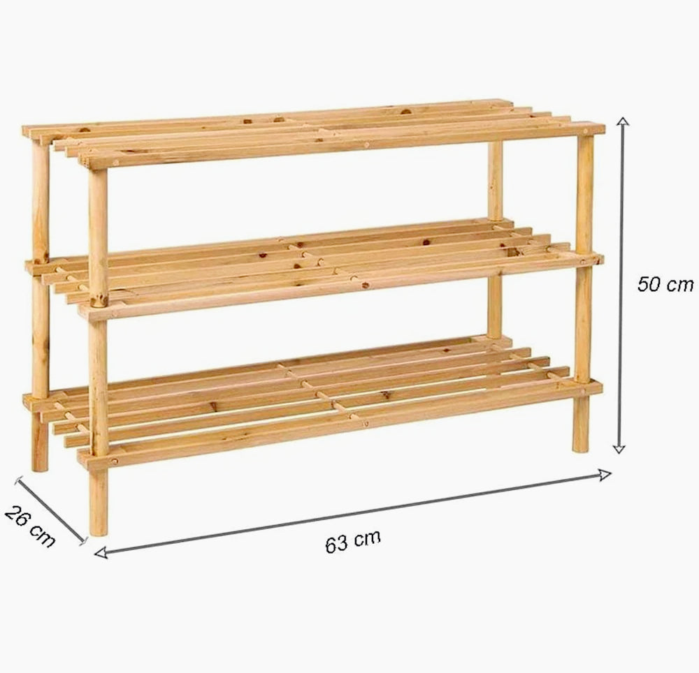 Scaffale scarpiera 3 ripiani in legno impilabile salvaspazio organizer - ambraled