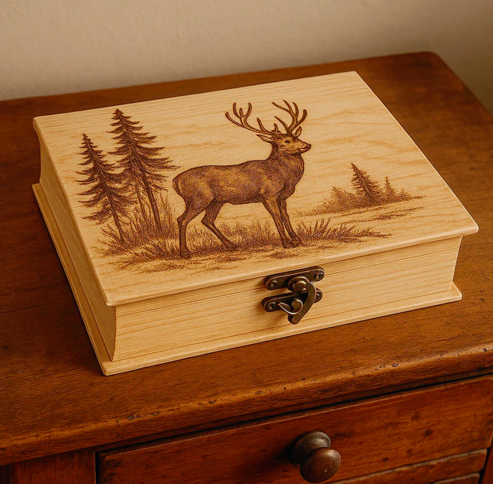 Scatola a forma di libro in legno per decoupage, gioielli e minuterie - ambraled