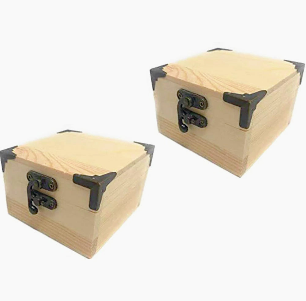 Scatole in legno 2 pezzi con chiusura a clip per decoupage e portaoggetti - ambraled