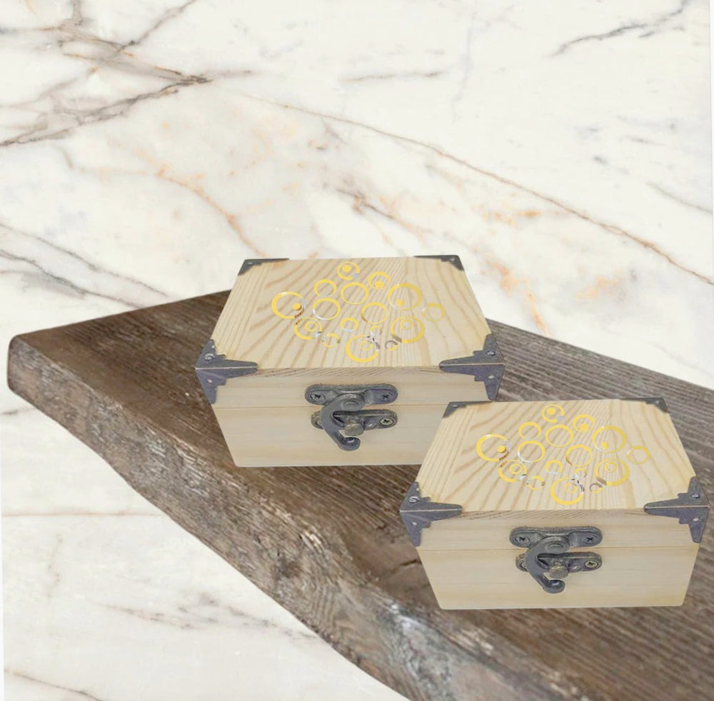 Scatole in legno 2 pezzi con chiusura a clip per decoupage e portaoggetti - ambraled
