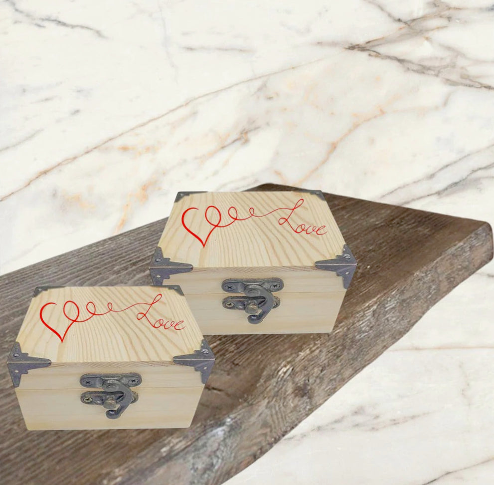 Scatole in legno 2 pezzi con chiusura a clip per decoupage e portaoggetti - ambraled