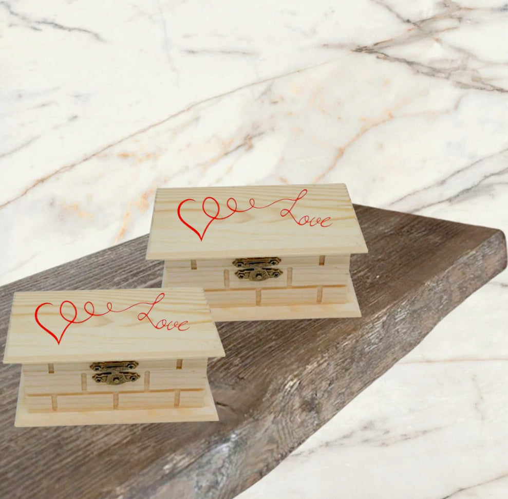 Scatole in legno 2 pezzi per decoupage effetto mattone - ambraled