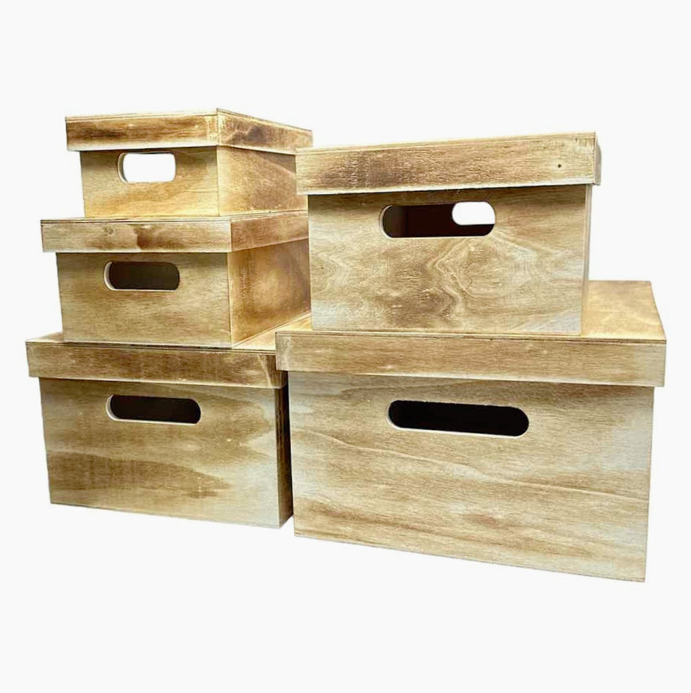 Scatole in legno con coperchio 5 pezzi per decoupage - ambraled