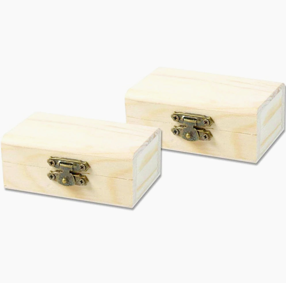 Set 2 scatole in legno rettangolari con chiusura a clip, per decoupage - ambraled