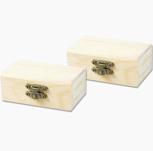 Set 2 scatole in legno rettangolari con chiusura a clip, per decoupage - ambraled