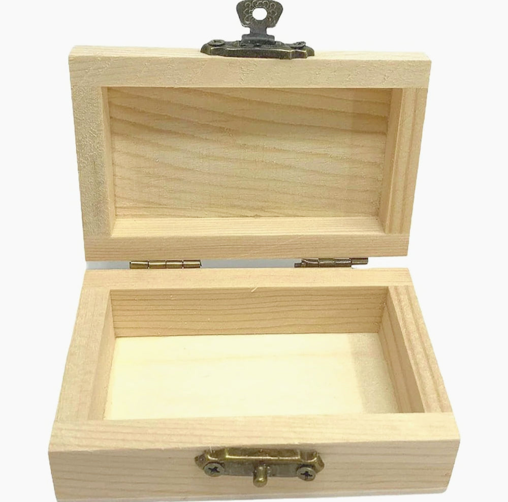 Set 2 scatole in legno rettangolari con chiusura a clip, per decoupage - ambraled