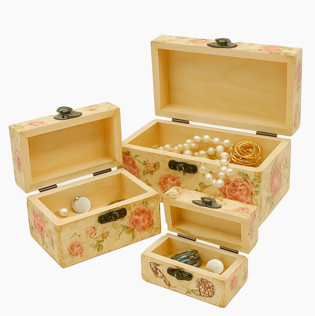 Set 3 scatole in legno per decoupage e pittura decorativa - ambraled