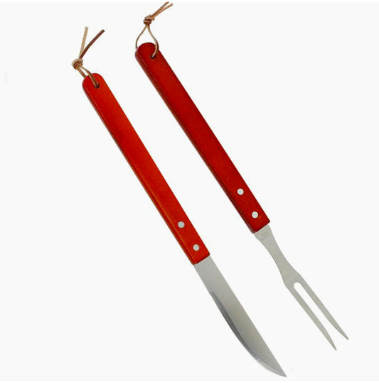 Set barbecue acciaio legno 2 pezzi - ambraled