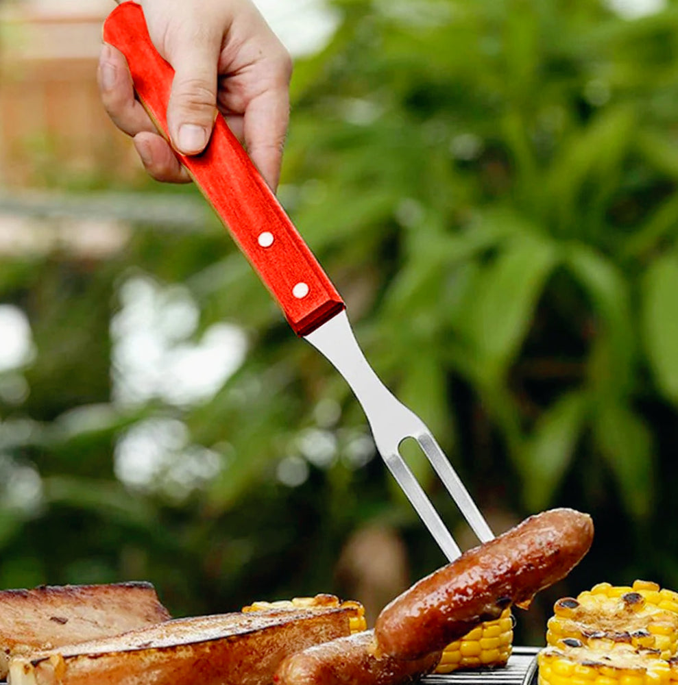 Set barbecue acciaio legno 2 pezzi - ambraled