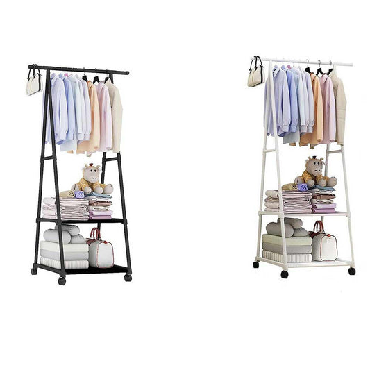 Stand appendiabiti in metallo con ruote 2 ripiani 160X55X42 cm - ambraled
