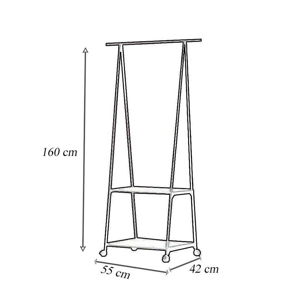 Stand appendiabiti in metallo con ruote 2 ripiani 160X55X42 cm - ambraled