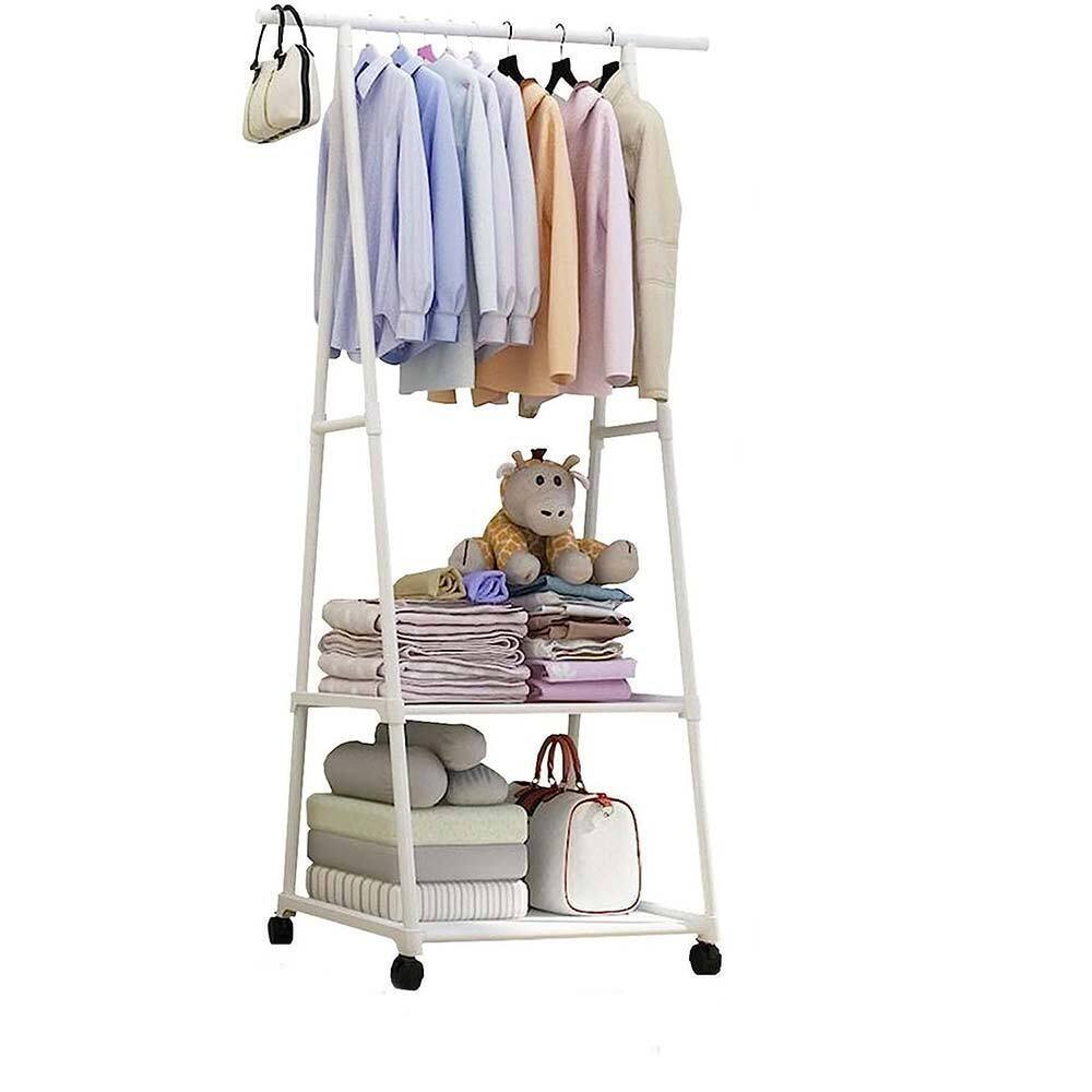 Stand appendiabiti in metallo con ruote 2 ripiani 160X55X42 cm - ambraled
