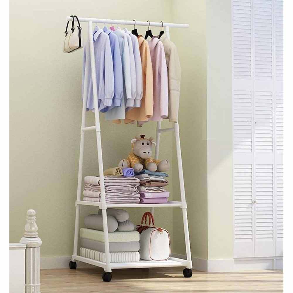 Stand appendiabiti in metallo con ruote 2 ripiani 160X55X42 cm - ambraled