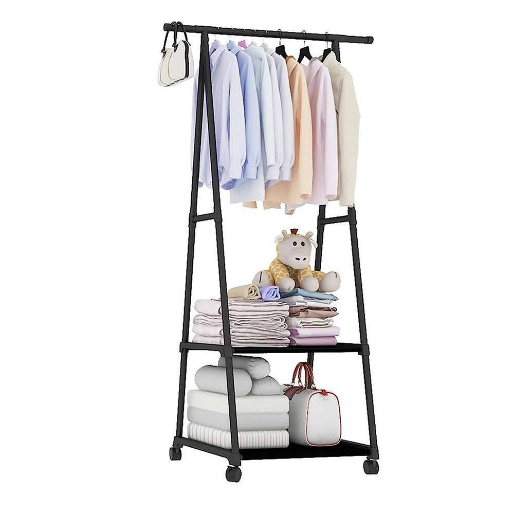Stand appendiabiti in metallo con ruote 2 ripiani 160X55X42 cm - ambraled