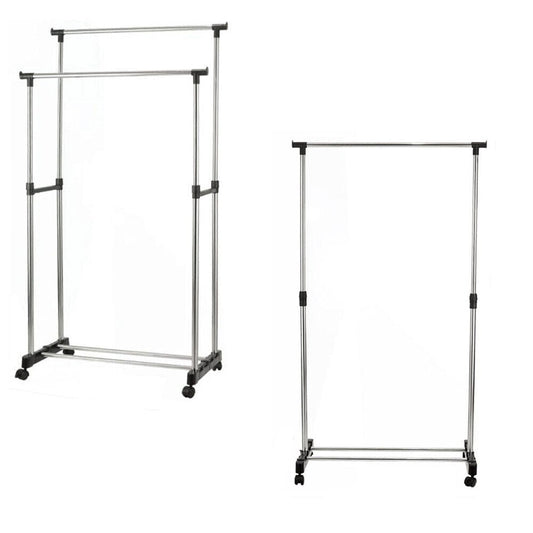 Stand appendiabiti altezza regolabile  con ruote singolo e doppio - ambraled