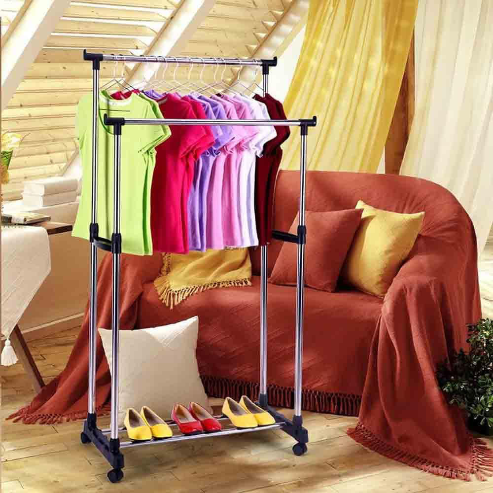 Stand appendiabiti altezza regolabile  con ruote singolo e doppio - ambraled
