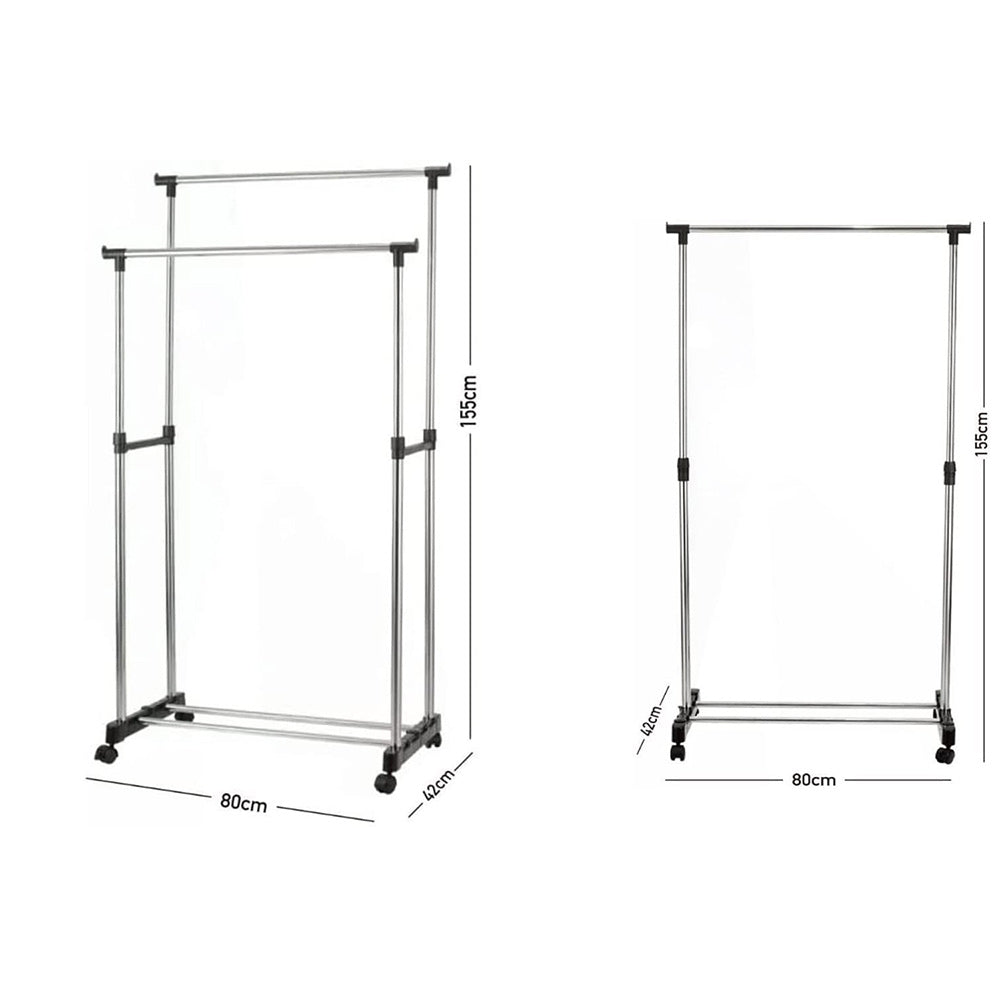 Stand appendiabiti altezza regolabile  con ruote singolo e doppio - ambraled