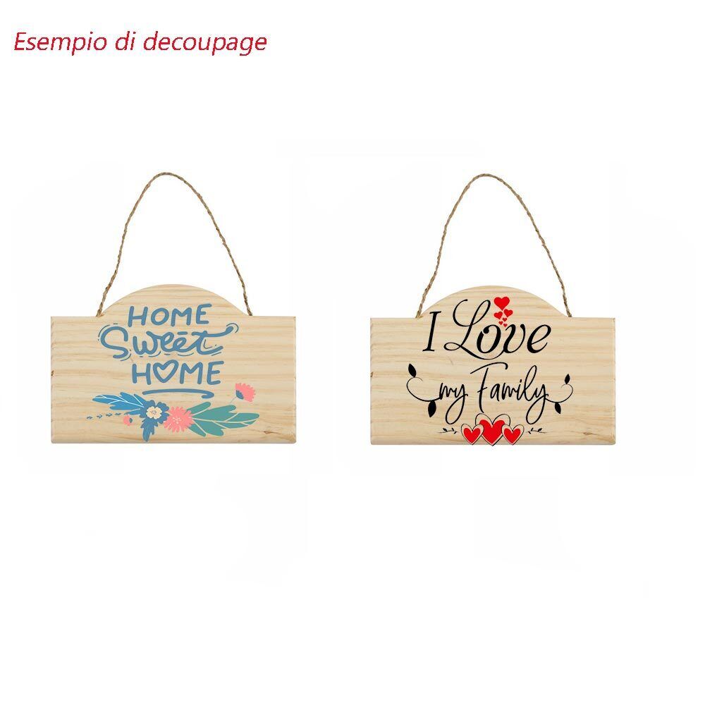 Targhetta arco in legno 2PZ con corda in canapa da decoupage - ambraled