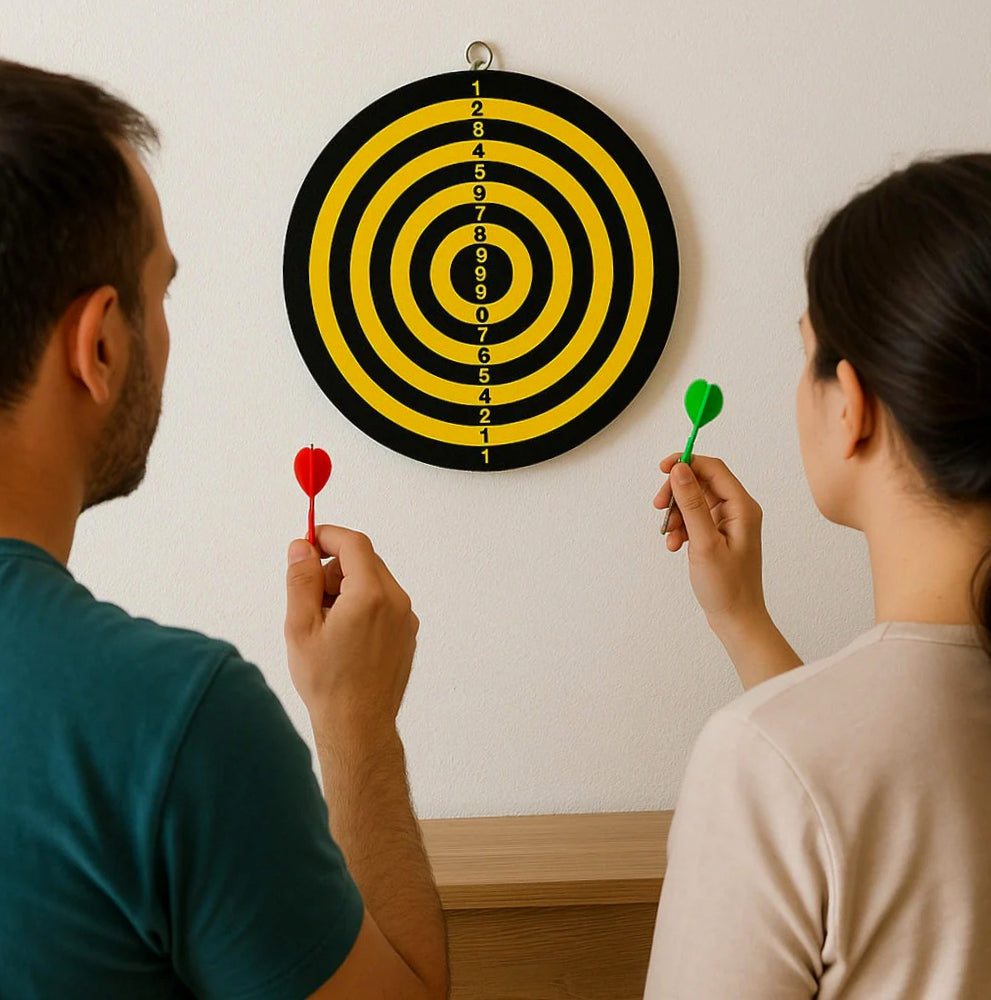 Bersaglio freccette 22cm – tiro a segno doppio lato con gancio - ambraled