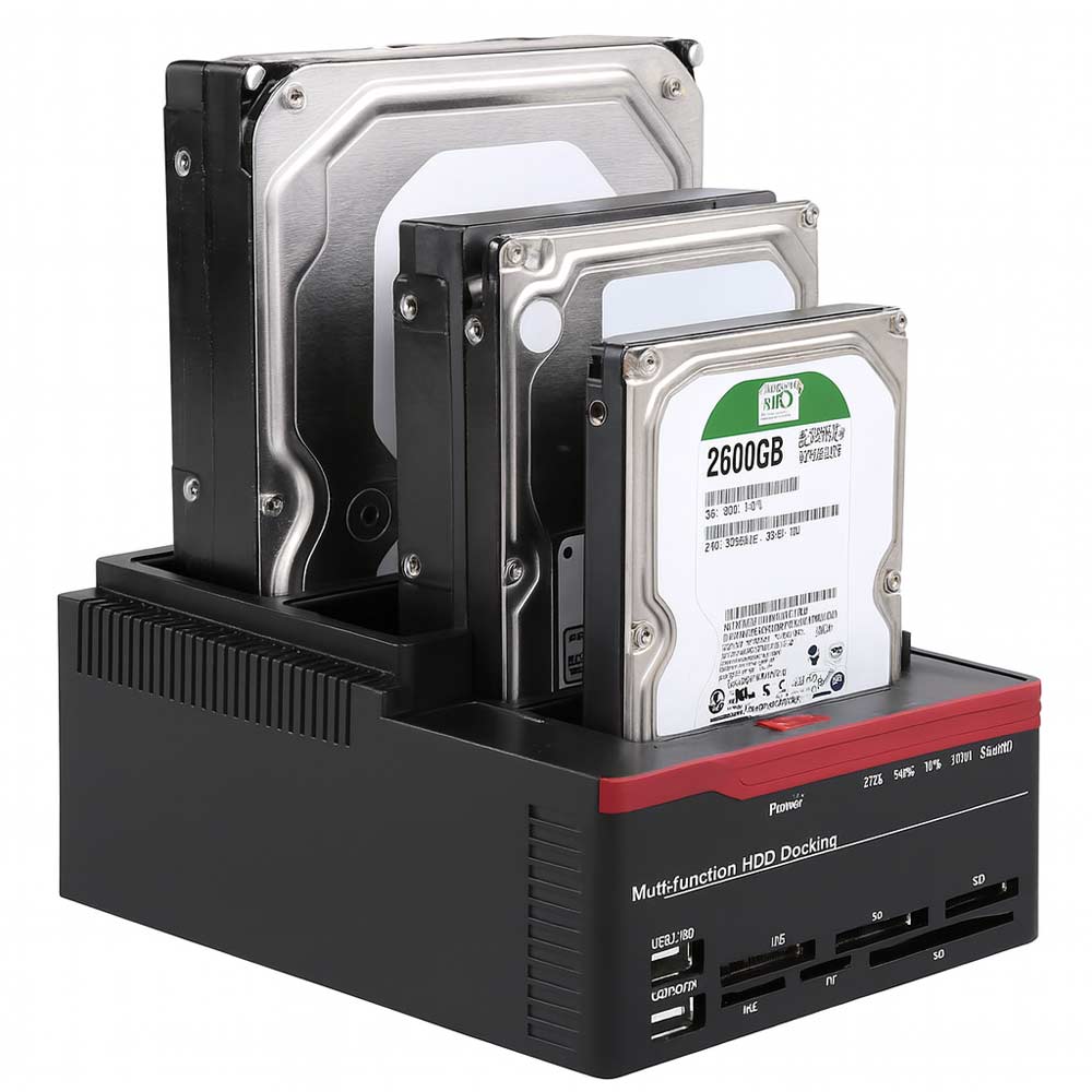 Docking Station 3 Hard Disk IDE Sata 2,5” 3,5” hub USB 2.0 SD tf xd - ambraled