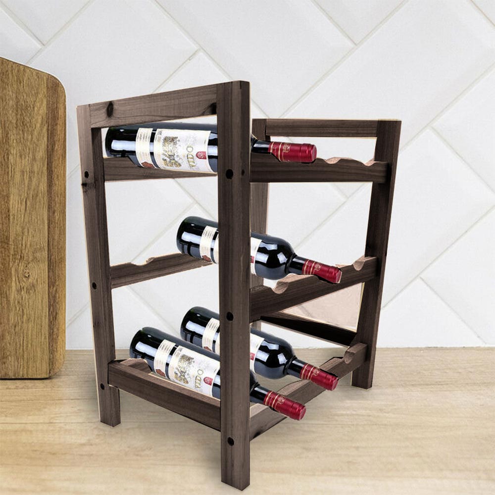 Cantinetta legno 9 posti – 3 ripiani per bottiglie di vino - ambraled