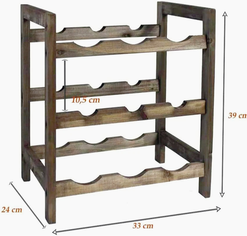 Cantinetta legno 9 posti – 3 ripiani per bottiglie di vino - ambraled