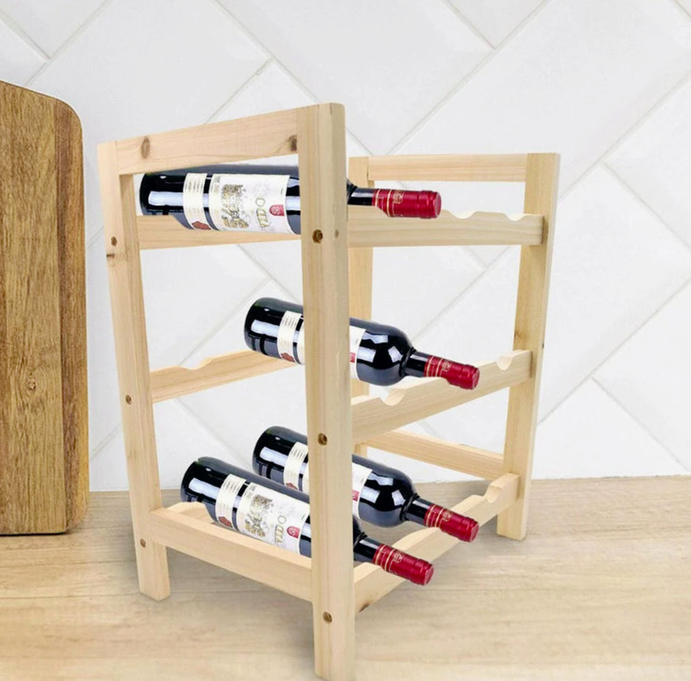 Cantinetta legno 9 posti – 3 ripiani per bottiglie di vino - ambraled