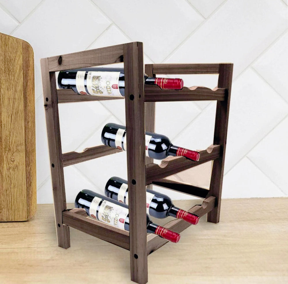 Cantinetta legno 9 posti – 3 ripiani per bottiglie di vino - ambraled