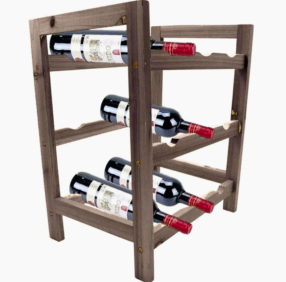 Cantinetta legno 9 posti – 3 ripiani per bottiglie di vino - ambraled