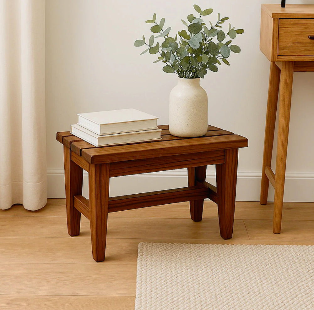Sgabello legno multiuso 35x14x17 cm per bagno con portaoggetti - ambraled