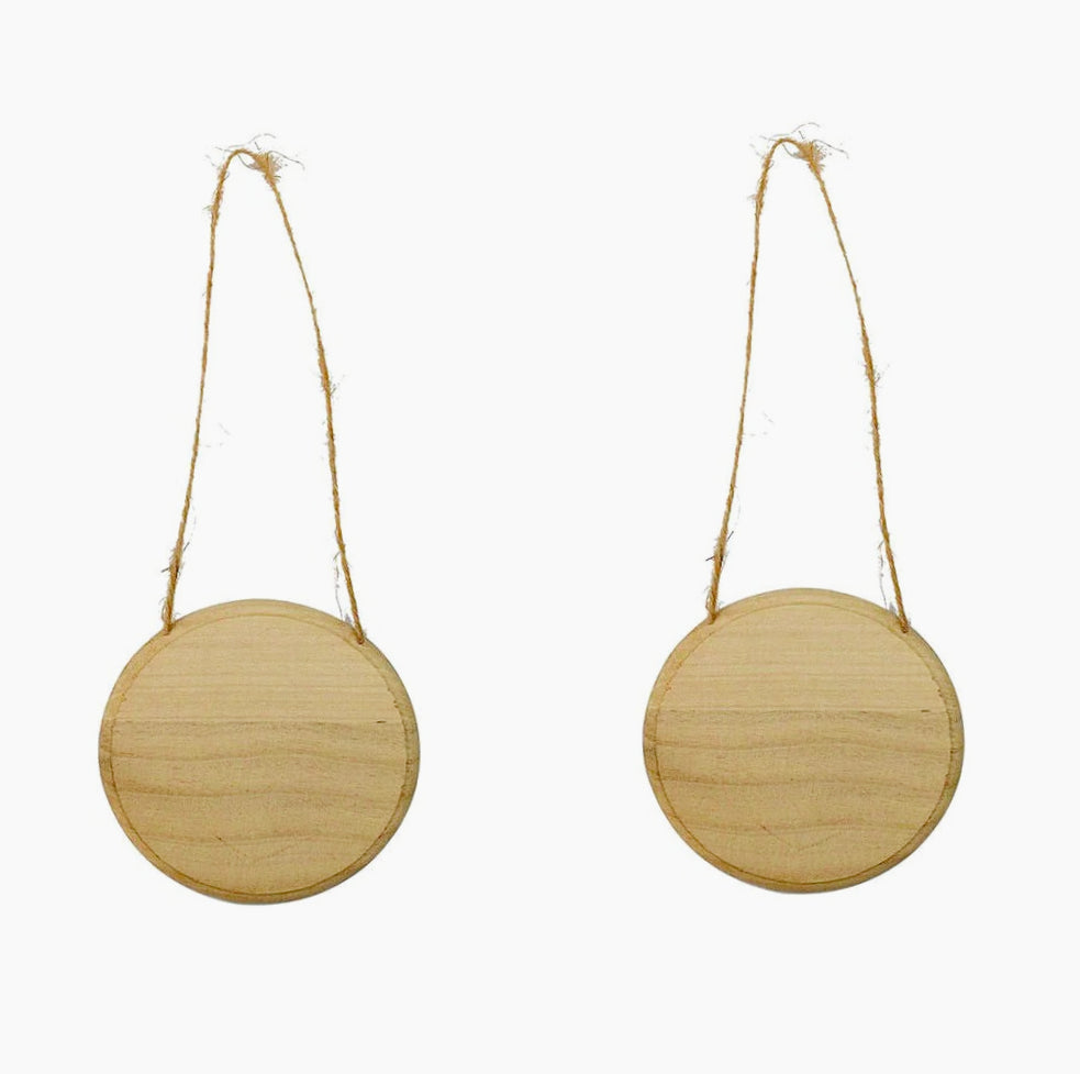 Targhetta tonda in legno 2 pezzi con corda in canapa - Perfette per decoupage e decorazioni