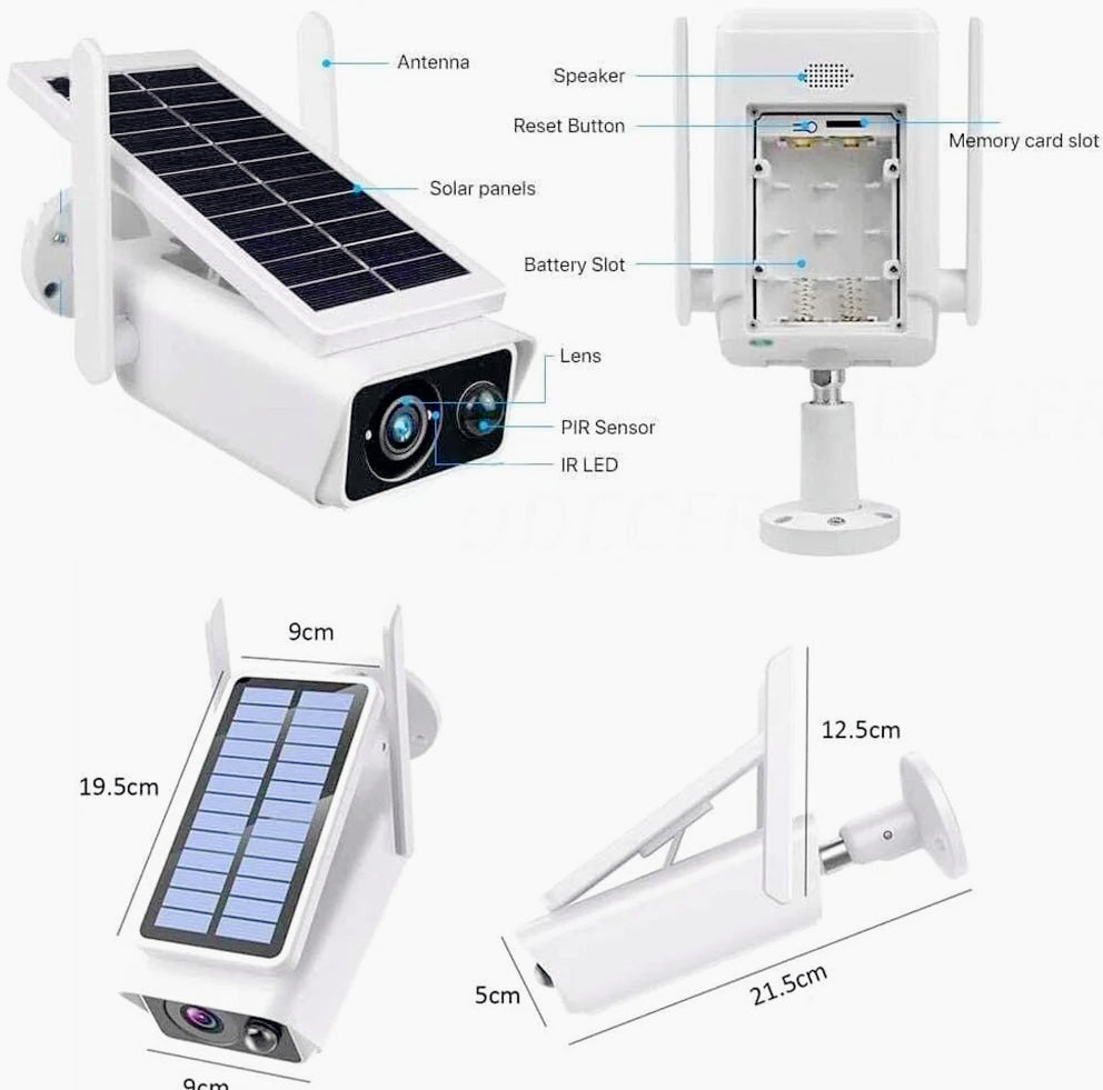 Telecamera Wi-Fi HD 1080p 2MPX con pannello solare – Protezione IP66