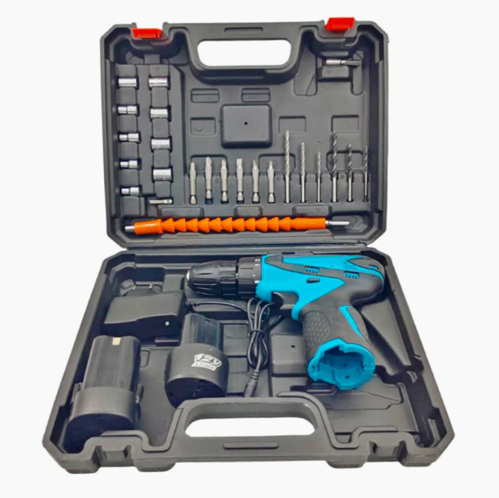 Trapano avvitatore elettrico 48V – 2 batterie incluse, 24 accessori professionali e valigetta