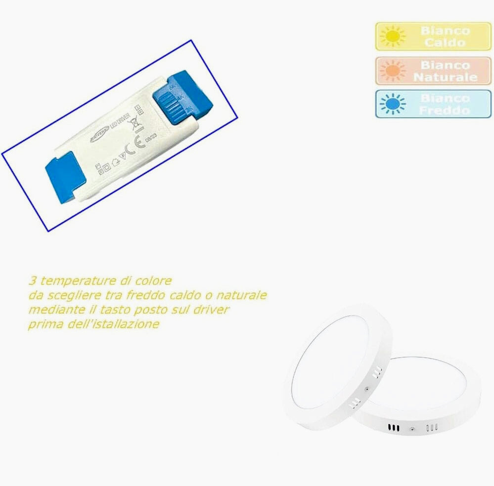 Plafoniera LED 18W CCT - 3 Colorazioni di Luce (Fredda 6500K / Calda 3000K / Naturale 4000K)