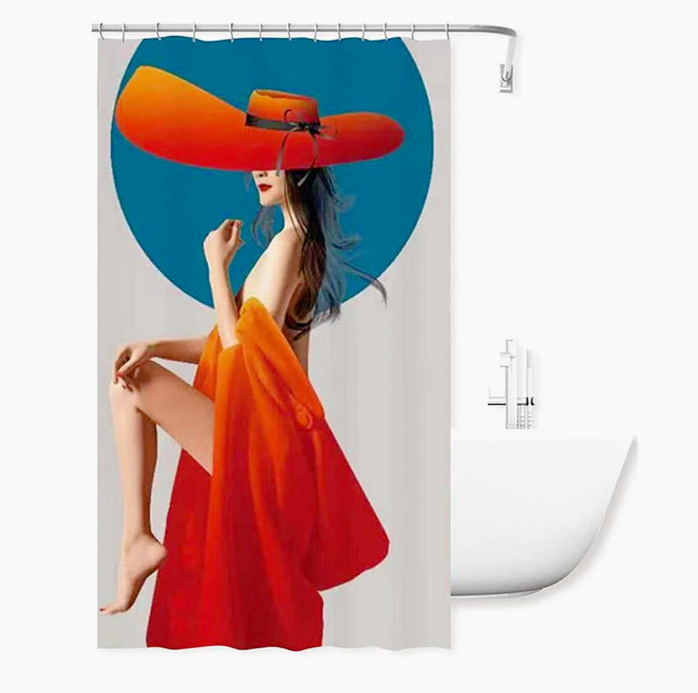 Tenda da doccia impermeabile – Tessuto 180×200 cm, 12 ganci, motivo donna