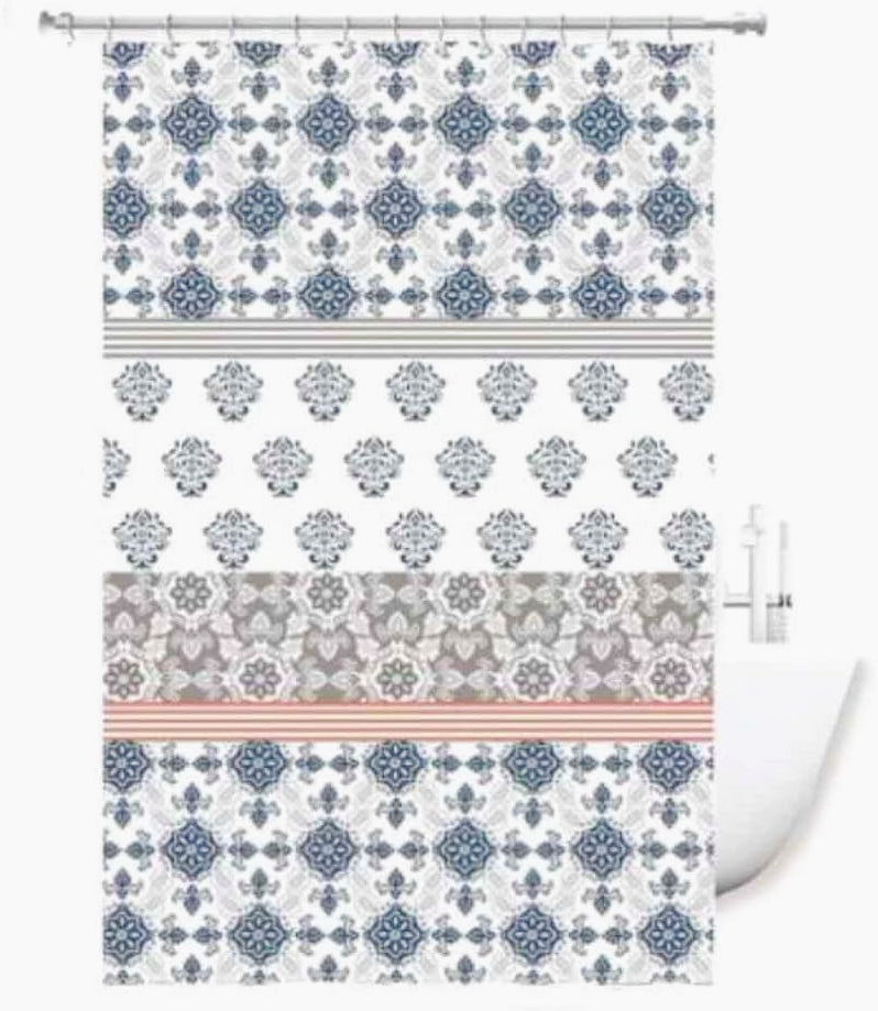 Tenda da doccia impermeabile in PVC – 200×180 cm, 12 ganci, motivo mosaico
