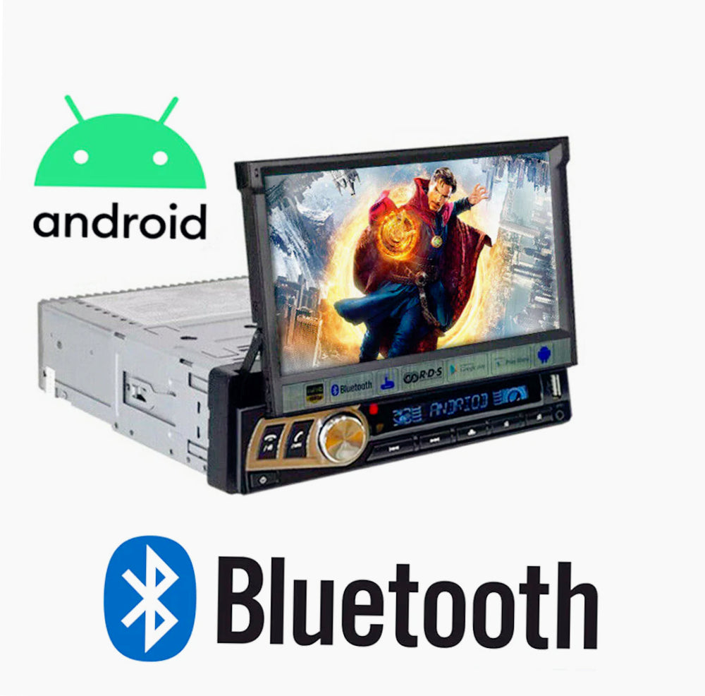 Autoradio 1 DIN 7" a scomparsa – Touch screen, Bluetooth, GPS, Android - ambraled